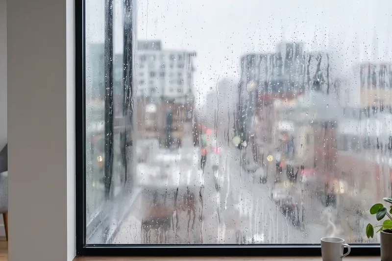 Ventana empañada con condensación